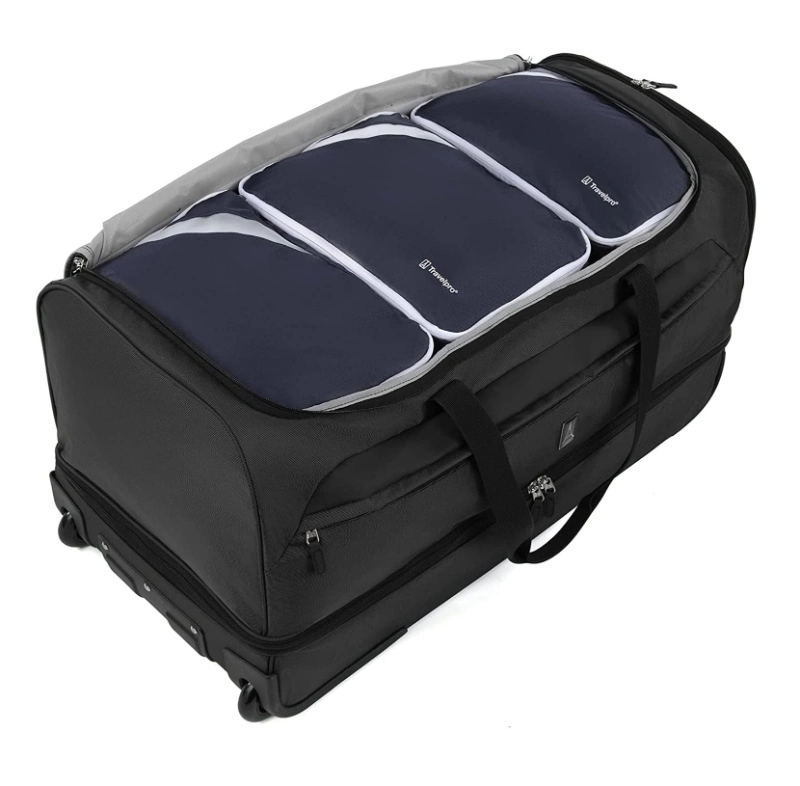 Wheeled Rolling Duffel Luggage Travel Trolley Duffle Bag with Wheels and 3 Large Packing Cubes for Men, Women
